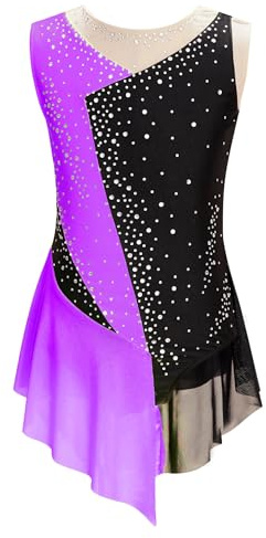 TiaoBug Maillot De Danza Ballet Niña Maillot Sin Manga De Danza Con Falda Tul Leotardo Gimnasia Rítmica Body Ballet Disfraz De Baile Actuación Morado 9-10 años