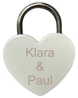minimutz Cadenas d'amour avec gravure et clé - Personnalisable avec les noms des couples - Cadenas en forme de cœur pour elle et lui - Blanc