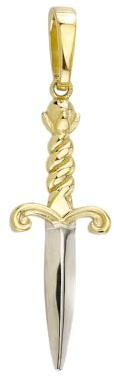 JC Trauringe Gold Anhänger Schwert in Echt 585 Gold klassische, schlichte Dolch Goldanhänger Goldschmuck Herren Schmuck Kettenanhänger in Bicolor inkl. Schmucketui 8547