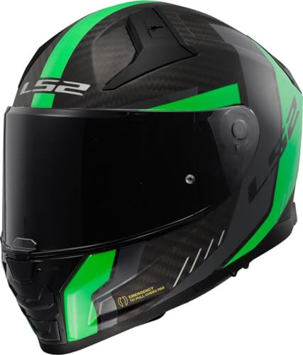LS2, Integraler Motorradhelm VECTOR II CARBON GRID Matt Fluo Green, 4XL