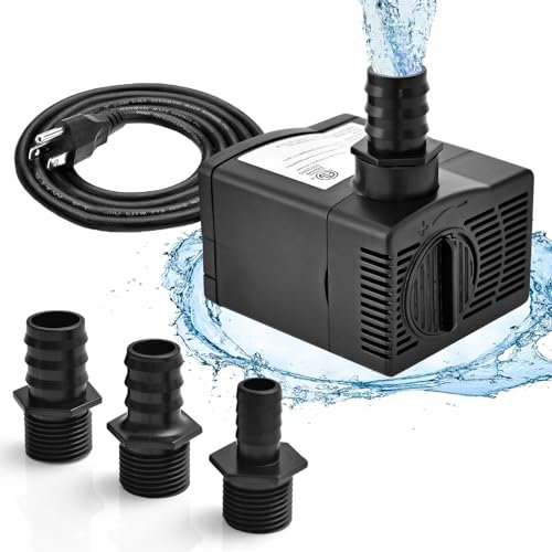 RELAX4LIFE Pompa Acqua Sommergibile 900L/H /1450L/H, Pompa Fontana Acquario, Ultra-Silenziosa, 3 Ugelli per Stagno, Piscina., Fontana da Giardino (1450L/H, Nero)