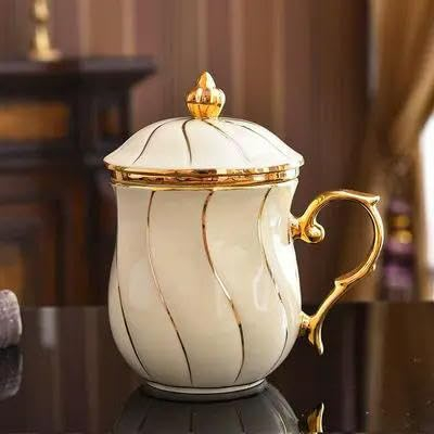 ewgrkbd Tasses à thé en céramique avec Couvercle, Tasse à thé, Filtre, Tasse à café, ustensiles de Cuisine de Luxe en Porcelaine, Tasse à thé de Bureau, Cadeaux de Mariage, Tasse à café