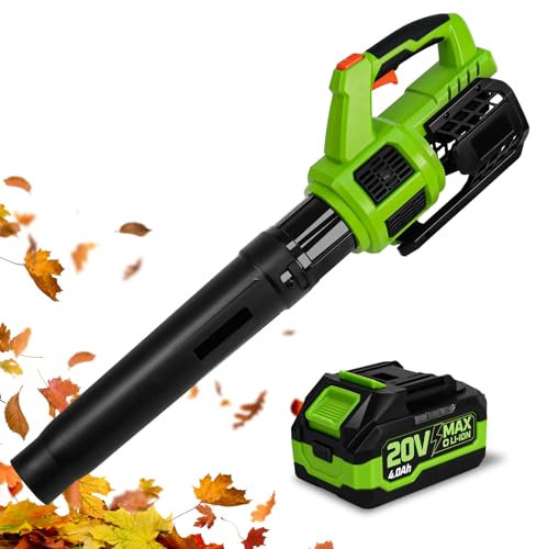 HARDELL Leaf Blower Cordless, 20V Electric Leaf Blower with Battery and Charger,400CFM 280 MPH Powerful Battery Powered Leaf Blowers for Lawn Care, Patio, Yard, Side Walk, Snow Blowing