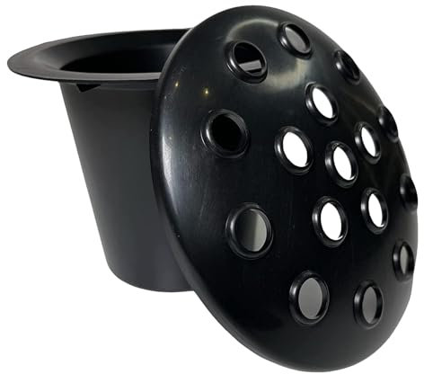 Pot de fleurs commémoratif en plastique robuste pour pierres tombales - 12 cm de haut - Idéal pour les fleurs funéraires - 1 couvercle noir