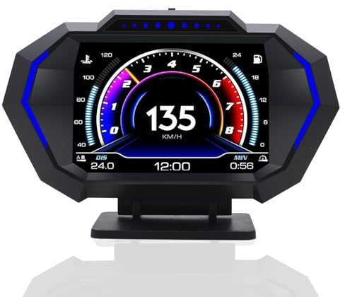 KAOLALI Head Up Display OBD2 GPS Auto HUD Tacómetro Digital Universal Digital Velocímetro con Aviso de Velocidad, Recordatorio de Fatiga, MPH KM/H para Todos los Vehíc