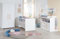 roba Kinderzimmer Set Lilo - Mitwachsendes Gitterbett 70 x 140 cm + Wickelkommode mit 2 Schubladen & 1 Tür + Kinderkleiderschrank 2-türig - Griffe aus Buche - Holz weiß lackiert