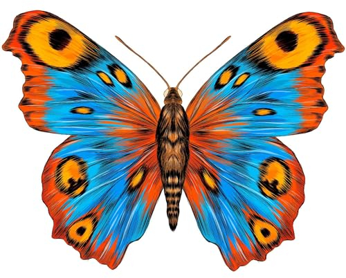 kleberio Wunderschöner Aufkleber - Schmetterling Pfauenauge - selbstklebend Sticker Autoaufkleber Wohnwagen Heckscheibenaufkleber Car Set Laptop Badezimmer Küche wetterfest 24 x 18 cm