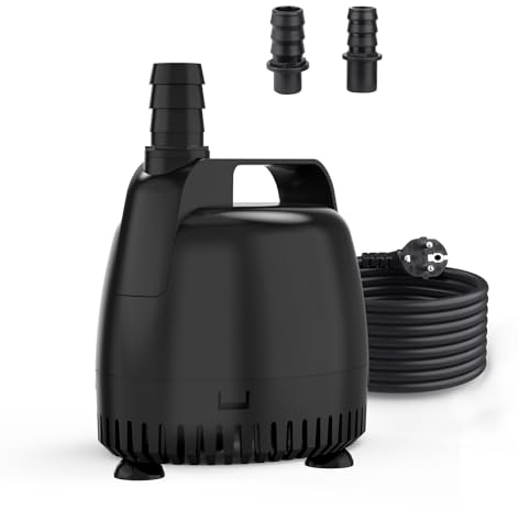 Hygger Bomba de Agua para Acuario,3500L/H Bomba de Agua Sumergible, Bomba de Agua Pequeña para Fuente for Fountain Pond Hydroponic Statuary Waterfall,70W Water Pump for Fountain con 2 Boquillas