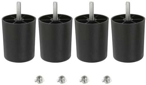 QUARKZMAN Lot de 4 Pieds de Meuble en Plastique de 2,6 Pouces, Pieds Ronds Coniques pour Table, Canapé, Armoire et Lit, Pieds de Remplacement pour Meubles avec Boulons à Suspendre M8
