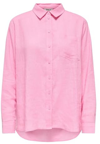 ONLY Onltokyo L/S Linen Blend Shirt PNT Noos Chemise à Manches Longues avec Coupe Normale et Fermeture à Boutons, Prism Rose, L Femmes