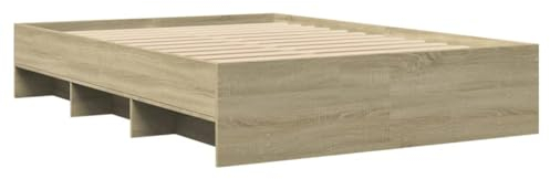 vidaXL Bettgestell, Bettrahmen mit Lattenrost, Schlafzimmerbett Bett mit Stauraum, Doppelbett für Schlafzimmer, Sonoma-Eiche 140x200cm Holzwerkstoff