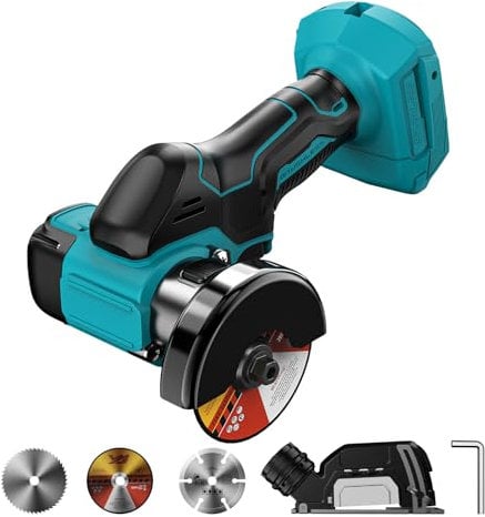 3 Inch Cut Off Tool for 18V Battery, 3 in 1 Tile Cutter 19500RPM, 3 Saw 3” Blades for Metal, Wood, Tile and Plastic, Removable Dust Cover, Tools Only