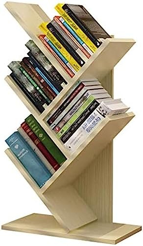 Baum-Bücherregal, klein, Schreibtisch-Organizer für Wohnzimmer, Zuhause, Büro – Mini-Bücherregal aus Holz mit 5 Ablagen für Bücher, Zeitschriften, CDs und Fotoalben – modernes und stilvolles Design