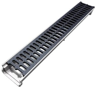 Plastic Channel Drain with Board for Patio Deck Downspout Drainage System 24 inch Removable Trench Gutter U Shape Design Passable Well Outdoor Water Drain Cover (60x10x15cm)