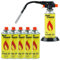 REXXER Gasbrenner mit Piezozündung 1300 W + 6 Isobutankartuschen 227 g - Flexibler Düsenkopf, Flammenregulierung, GAS STOP System, Creme Brulee Brenner, Zum Metallschmelzen Löten
