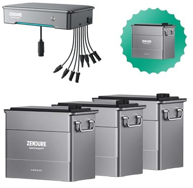 Zendure Solarflow Hyper 2000 avec AB2000S*4 7680Wh, Centrale Électrique de Balcon avec Entrée Solaire 1800W, Hub Intégré(Unité de Contrôle Intelligente) Micro Onduleur, Charge AC Bidirectionnelle1200W