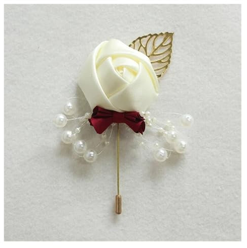 XPJYUA Hochzeit Corsage Ansteckblume for Hochzeit, Seidenrose, Ansteckblume for den Bräutigam, Knopflochnadel, Boutonniere, Männer, Hochzeitsplaner, Ansteckblume(Beige Gold)