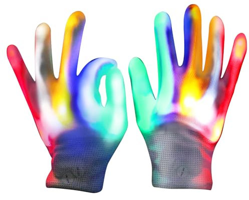 Kimimara LED Kinder Handschuhe Glitter Neon Partyhandschuhe Karneval Halloween Glühen Geburtstag Geschenk Weihnachten Club Feier Performance Zubehör Ambiente Requisiten