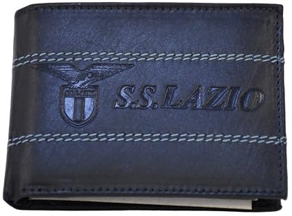 Generico Portefeuille Homme SS Lazio Football Original En Cuir Véritable Logo Produit Officiel Enzo Castellano 173042, bleu, 12x9x2 cm, livret