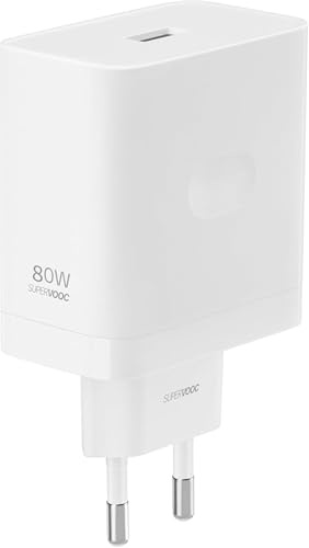 Cargador Adaptador de Corriente realme SUPERVOOC de 80 W para realme 12 Pro+, 12, 12+ 5G, 14 Pro, 12x 5G, C75, C65, C67, Note 60, Note 50. Carga rápida, Puerto USB Tipo A, sin Cables, Blanco.