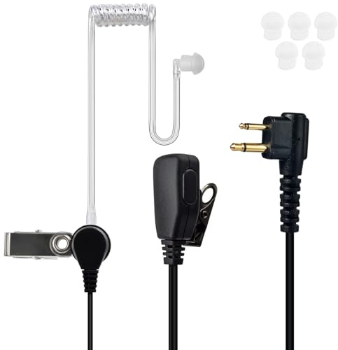 YNIBST Covert Air Tube Walkie Talkie - Auriculares con micrófono PTT, compatible con Motorola de 2 pines, para radio bidireccional CP040 DP1400 GP68 GP88 GP300, con 5 tapones de repuesto