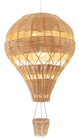 Quirky Hot Air Balloon Natural Rattan Easy Fit Ceiling Pendant Lighting Shade| 42cm x 25cm | Fun and Modern Design by Happy Homewares
