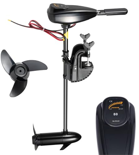 Elmotor 80 lbs, 12 V, utombordsmotor, uppgradering, elektrisk utombordsmotor, 800 W, elektrisk utombordsmotor med 1850 kg dragkraft | 5 framåtväxlar + 3 backväxlar | justerbar höjd | med
