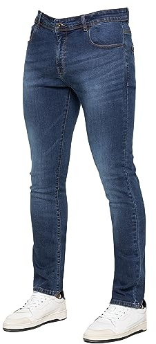 989Zé ENZO Pantalon Homme Slim Ajustement Coupe clasique Coton Stretch Denim Pantalon Jeans EZ325 Bleu Fonce 40W / 30L
