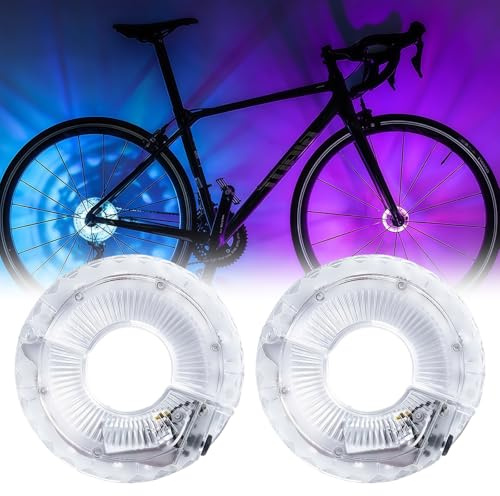 2 Stück LED Kinder Roller Licht, Wiederaufladbar Speichenlichter mit 7 Farben, 18 Modi Speichenlichter Fahrrad, Kinder Balance Scooter LED Radnabenlichter, Smart Induction, Kinderfahrrad Zubehör