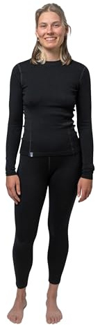 ALPIN LOACKER Thermo Merino Unterwäsche Set Damen I 100% Merinowolle Thermo Set & Ski Unterwäsche I Baselayer & Funktionsunterwäsche Damen, Schwarz M