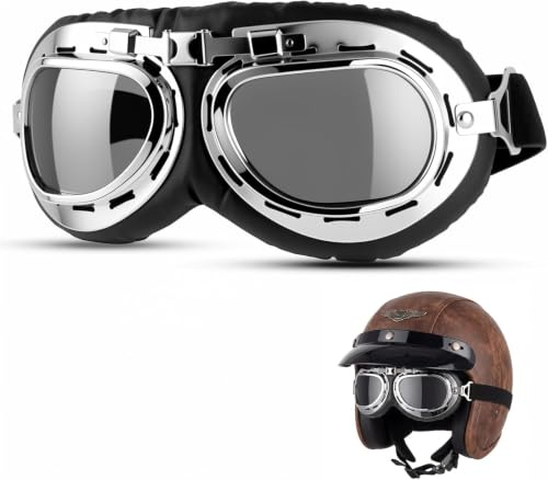 Dexpally Motorradbrille Retro Motorrad Brille Winddicht Motorrad Brillen Vintage Motocross Brille Vintage Motorrad Schutzbrille für ATV Bike