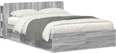 vidaXL Kopfteil Schrank mit Speicher Graues Sonoma Holzwerkstoff, Stylischer U-förmiger Holz-Kopfbereich, Multifunktionale Kommode, Moderne Möbel, Organisierer, Stauraumlösung