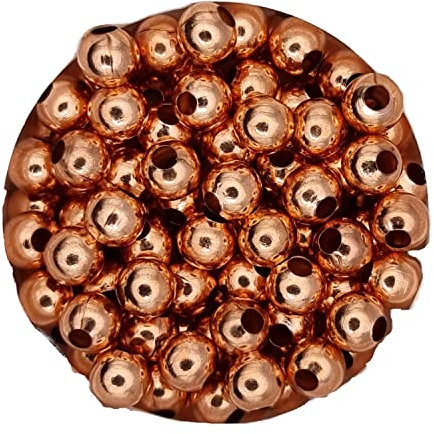 Metall Perlen Großlochperlen 2 mm, ca. 500 Stück, Kupferfarben, Rund mit Loch zum Basteln, Spaßer Perlen, DIY Glitzer-Perlen, Schmuckperlen Kugel Kugeln Zwischenperlen Beads Schmuck