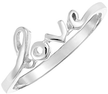 Silverly Handgeschriebener Liebesring aus Sterlingsilber für Damen Größe 5 | 925er Silberring mit Liebesschriftzug und Schmalem Band | Romantischer Schmuck | Stapelringe mit Kursiven Wörtern