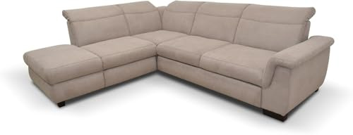 DOMO. collection Sully Sofa/Ecksofa mit Rückenfunktion/Couch mit weichen Armlehnen und Federkern/Maße: 273/228 cm (Breite/Tiefe) / Farbe: beige (weiß), 273x228x81 cm