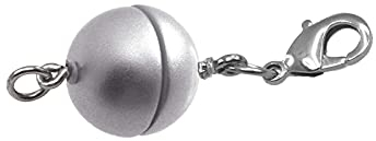 Creative-Beads Magnetverschluss für Schmuck, Kugel, rund 12mm, mit Edelstahl Karabiner und Öse, silber matt