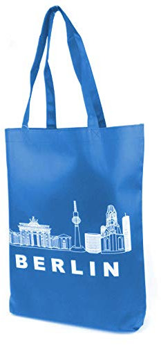 Starlet24 Berlin Jutebeutel Hipster Tasche Shopper Stofftasche Einkaufstasche Freizeittasche Beutel Souvenir Andenken Einkaufsbeutel #100927 (Blau)