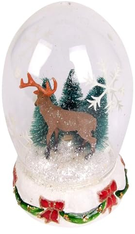 BURI Weihnachts-Glasdeko Schneekugel Weihnachtsdeko Winterdeko Hirsch Tannenbaum