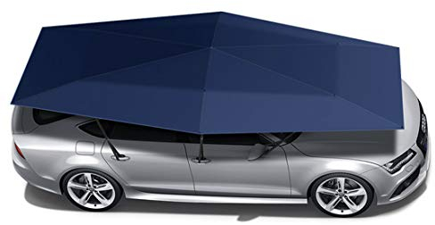 Semi-Automatic Carport Semi Automatic Car Tent Movable Carport Folded Portable Automobile Protection Car Umbrella Sunproof Sun Shade Canopy Cover Universal 165X91 Inch 4.2X2.3M,Blue