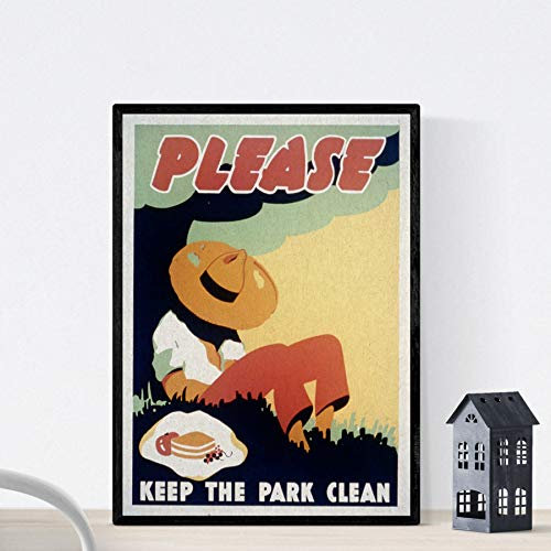 Nacnic Vintage Poster Reinigen Sie Ihren Park Vintages Plakat“. Größe A3