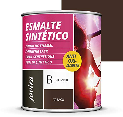 JOVIRA PINTURAS Esmalte Sintético Antioxidante. Esmalte directo sobre oxido. Para la protección y decoración de superficies de madera, hierro y acero. Brillante (750 Mililitros, Tabaco)