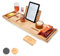 Luxury Bathtub Caddy Tray Bath Table for Book, Phone, Tablet, Kindle, Wine Glass Holder (Dune Pink)
