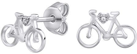 SILVEGO - MW14247 – Damen Ohrringe aus 925 Sterling Silber Fahrrad Ohrstecker