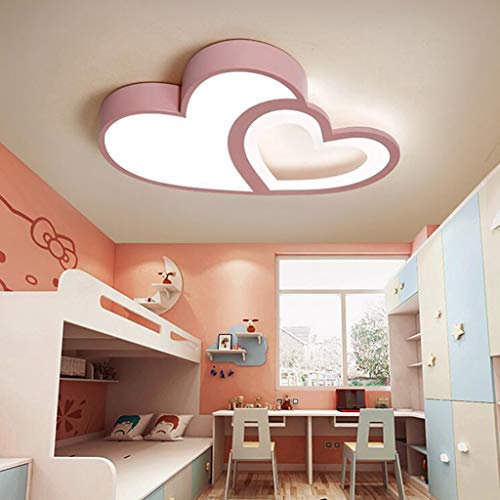 A.1.Coo LED Deckenleuchte Dimmbar Modern Lampe Mit Fernbedienung Acryl Lampeschirm Deckenlampe Für Kinder Deckenbeleuchtung Für Jungen Mädchen Schlafzimmer Schlafzimmerlampe Rosa, 50W