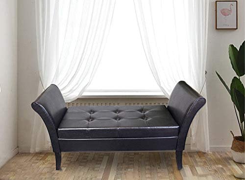 HomeHarmony® Balmoral PU Leather Easy To Assemble Window Seat Storage Ottoman Bed Sofa Bench (Black)