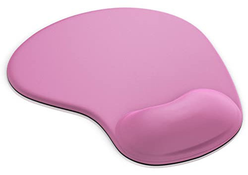 CSL - Office Mauspad mit Gelkissen - Handgelenkauflage - Handgelenkpolster Handauflage - Gelpolster – optimiert für Rechtshänder - Silikon Unterseite - Textiloberfläche mit Mikrofaser - dunkelrosa