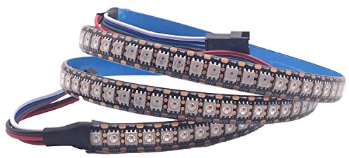 TOPXCDZ DC12V WS2815 (WS2812B/WS2813) RGB LED Pixels Strip Light Dual-Signal 1m/5m Individuell adressierbare LED 30/60/144 Pixel/LEDs/m (Schwarz PCB IP65, 1m 144led/M)