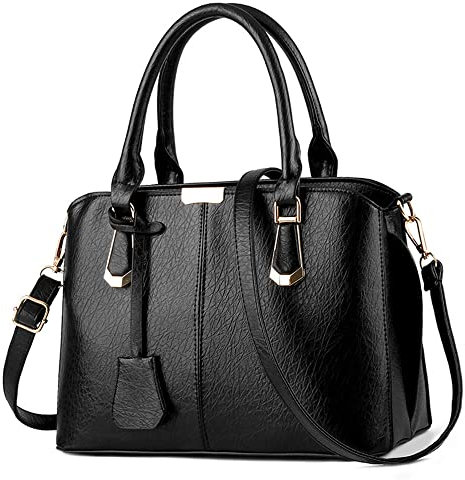 DORRISO Damen Handtasche Mode Ornamente Große Kapazität Umhängetasche Abnehmbarem Schulterriemen Casual Elegantes Top Griff Design Tasche für Frauen Schwarz