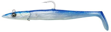 Savage Gear Sandeel V2-2 Gummifische + 1 Jigkopf, Größe/Gewicht/Farbe:18cm / 86g / Blue Pearl Silver UV
