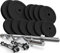 Physionics® Hantelset - 45/75/105/125kg Set, Langhantel 165cm, Ø30mm, 2 Kurzhanteln, SZ Stange, Gewichten - Kurzhantelstange, Hantelscheibe (Langhantel + SZ Stange + 2 Kurzhanteln 45KG)